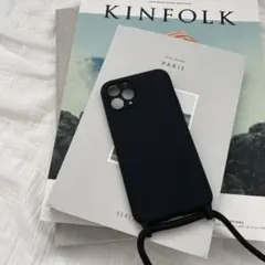 ストラップ付きiPhoneケース/iPhone11promax【ブラック】