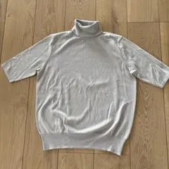 ユナイテッドアローズ　グレー ジュ　シルク　コットン半袖ニット M