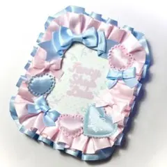 【335】B8 硬質カードケースデコ トレカケースデコ レースデコ【ピンク水色】