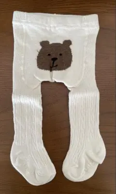 【0〜12m】baby GAPくまさんケーブルニットタイツ ホワイト 白