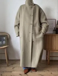 美品】ノップドゥノッド/スタンドカラーボックスコート/ライトブラウン 