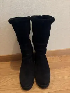 【中古】フェラガモ ロングムートンブーツ スエード 2way サイズ8