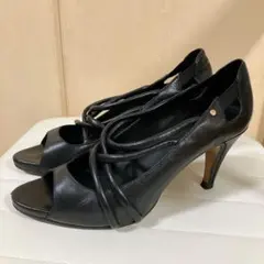 DIESEL ディーゼル 本革 オープントゥパンプス サンダル 黒 37のサムネイル