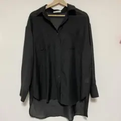 W closet シアーシャツ　長袖　ブラック