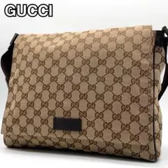 【極美品】GUCCI メッセンジャーバッグ GG キャンバスA4可 ブラウン