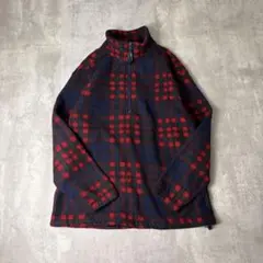 EBTEK Eddie Bauer チェック ハーフジップフリース プルオーバー