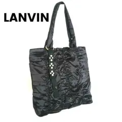 LANVIN ランバン ブラック トートバッグ フリル ギャザー 肩掛け パールのサムネイル