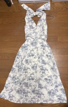 トワルドジュイ柄 ロングワンピース ノースリーブ