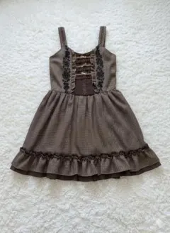 axes femmeジャンスカ風チェック柄ミニワンピース★アクシーズファム