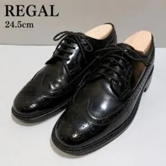 REGAL リーガル ウイングチップ レザーシューズ 24.5cm ブラックのサムネイル