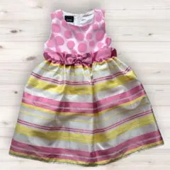 新品 キッズワンピース 90cm ピンク ドット 海外子供服 通園 お出かけ