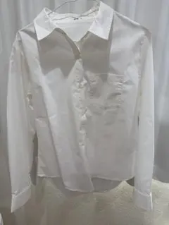 長袖シャツ ホワイト シンプルのサムネイル