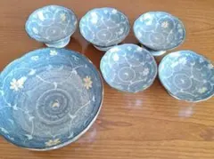 【新品.未使用】地花模様の茶碗セット