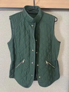 ZARA BASIC ダークグリーン キルティングベスト M