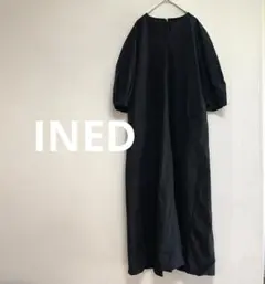 イネド　INED パフスリーブロングワンピース　ブラック　Lのサムネイル