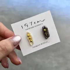 【No.391】組み合わせデザイン淡水パールのイヤリング/ピアス　b