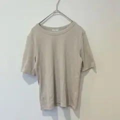 GU リブカットソー Tシャツ 半袖 ベージュ M シンプル 無地
