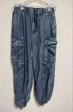 ⭐️GU デニムスーパーワイドカーゴパンツ (BLUE) 極美品