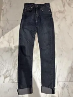 未使用品ZARA ダークブルー ハイウェストスキニーデニム 34センチ