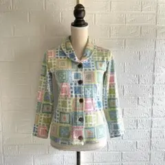 メネフネプランテーション【S】ニット ジャケット／ハワイアン✿綿100%✿総柄