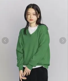 【美品】BEAUTY&YOUTH ソフトコットン スムース Vネック ニット