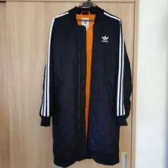 adidas キルティングジャケット L 黒/オレンジ