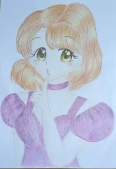 萌え絵 女の子 手描き アナログ オリジナルイラスト 原画 一点もの