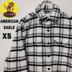 usa古着 AMERICANEAGLE ネルシャツ　XS ホワイト　ブラック