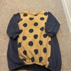 水玉模様 長袖ワンピース 110センチ