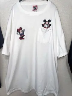 超激レア 90s タグ 刺繍 ミッキー & ミニー ディズニー ポケットTシャツ