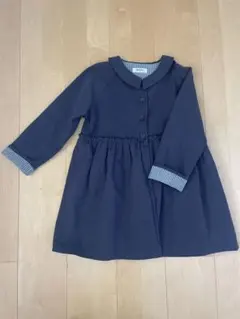 ネイビー ストライプ襟 ワンピース　春コート