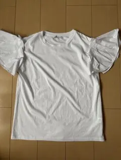 ZARA フリル袖 ホワイト Tシャツ M