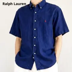 ま*ん様 Polo Ralph Lauren リネンシャツ ネイビー M 未使用 - メルカリ