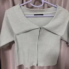 w closet 半袖リブニットライトグレー　F