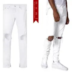mnml ミニマル　M1 stretch denim ホワイト　30