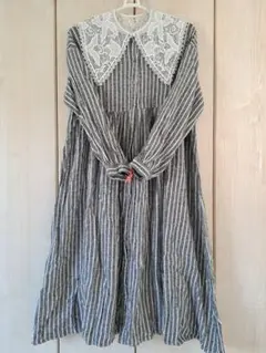 ひ*ろ様 SM2　サマンサモスモス　ストライプ長袖ワンピース　つけ襟セット