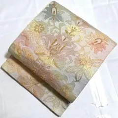 A◇着物くつろぎ 唐草唐花模様 金銀糸 六通 正絹 フォーマルな袋帯
