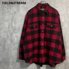 FIELD&STREAMヘビーネルシャツXLブロックチェック レッド赤黒キムタク