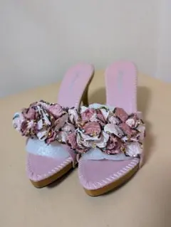 【未使用】 weiyiya フラワーデコレーションサンダル ピンク 38サイズ