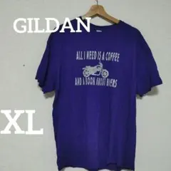 GILDAN 【XL 】パープル Tシャツ コーヒー バイカー