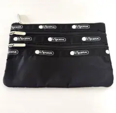 LeSportsac 黒 ナイロンポーチ 3ポケット