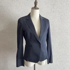 23区オンワード樫山/ネイビー テーラードジャケット 薄手ストレッチ 40