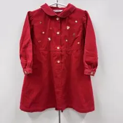 ファミリア　ワンピース100㎝　赤　綿100% 裏地無し