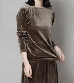 【2025AW】新品 ナノユニバース オリーブグリーン ベロア長袖トップス