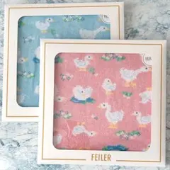 新品未使用　フェイラー　コラボ　ハンカチ　アヒル　ブルー　ピンク　2種セット