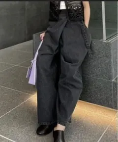 Ameri WRAP DENIM WIDE PANTS