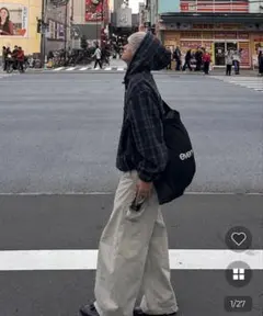 チェックフリースニット 古着風 シティボーイコーデ