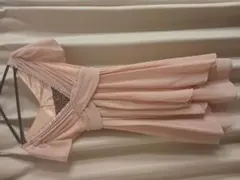 ピンク Vネック パーティードレス