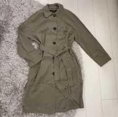 ZARA ライト　アウター　ロング　スリット　ウエストリボン　カーキ　XSのサムネイル