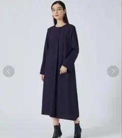 qualite ヒヨクドレープワンピース ネイビー
